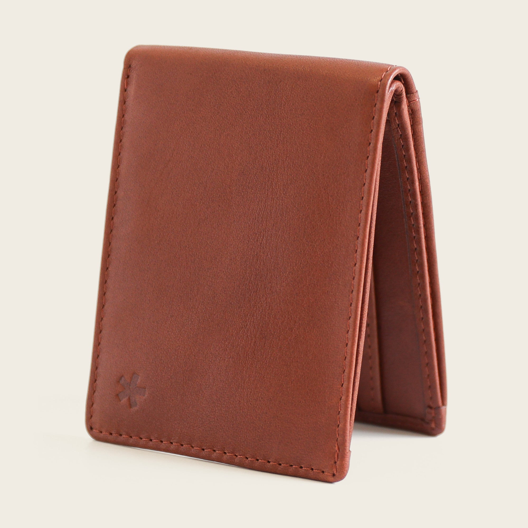 The Swear Brands Venture Wallet pictured in Acorn (light brown) premium leather.