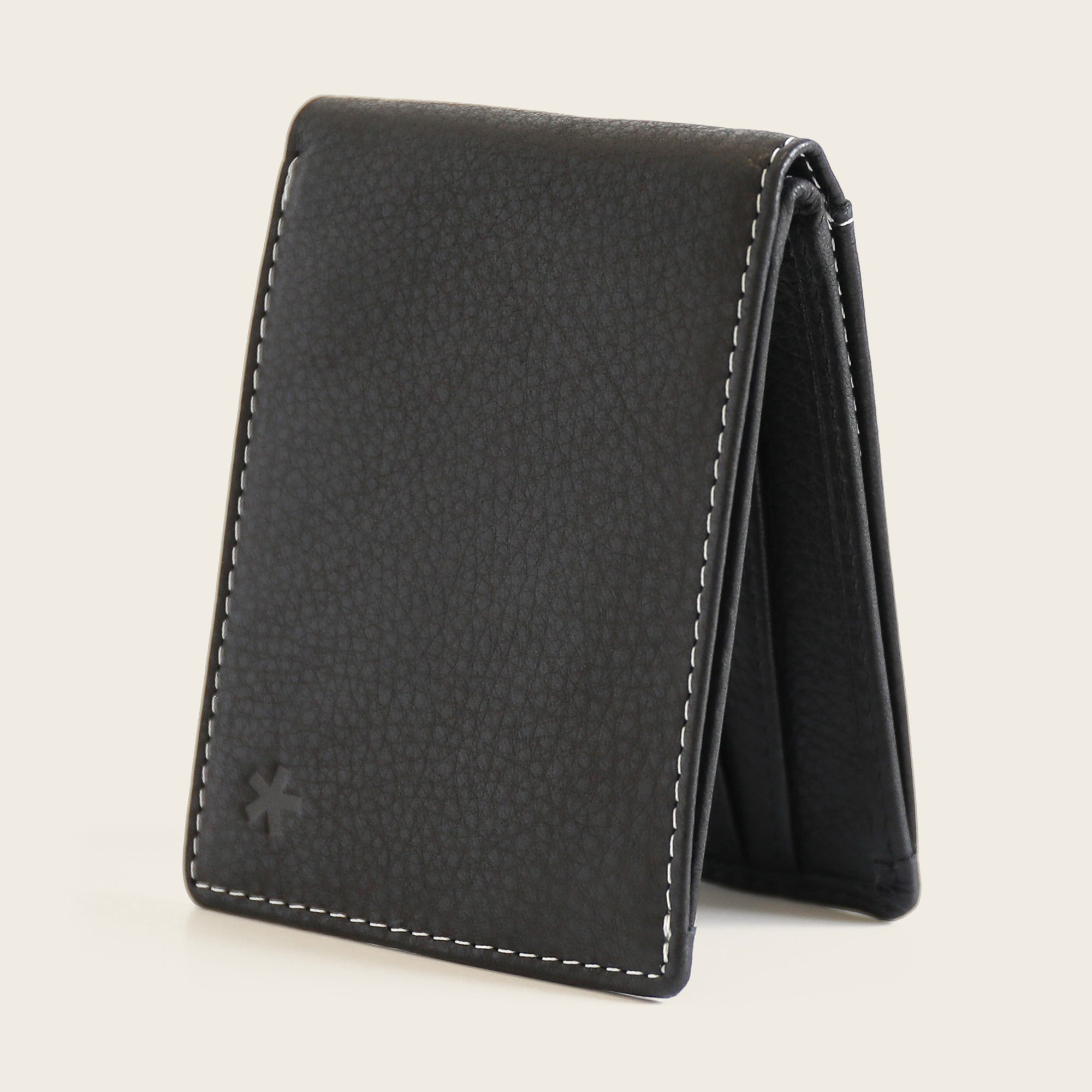 The Swear Brands Venture Wallet pictured in Onyx (black) premium leather.