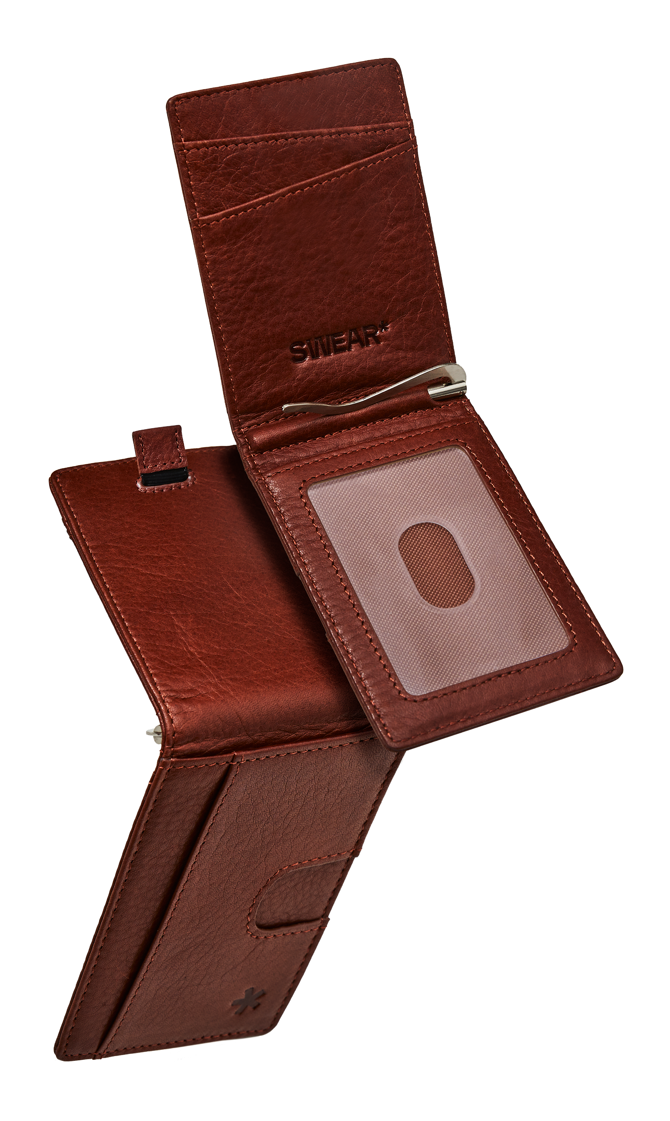 Origin Wallet — A bifold wallet made with ethically sourced Argentinian leather. Displayed in brown.